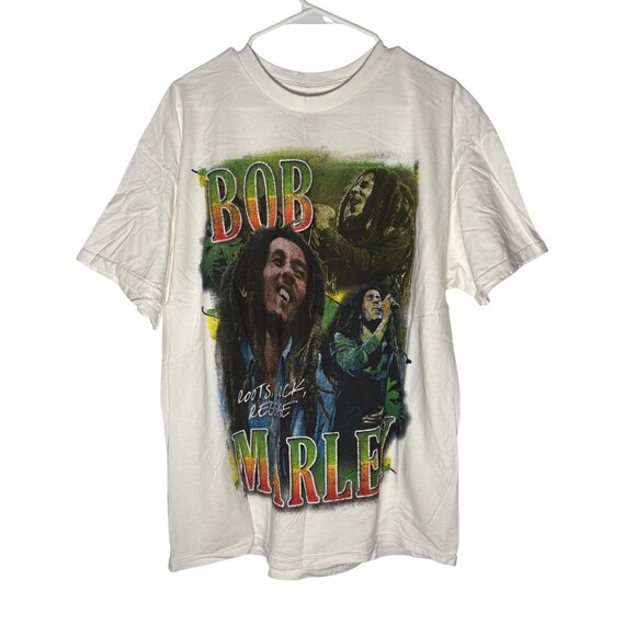 Bob Marley Band Concert Tshirt White Roots Rock Reggae Size 1X - Picture 1 of 4